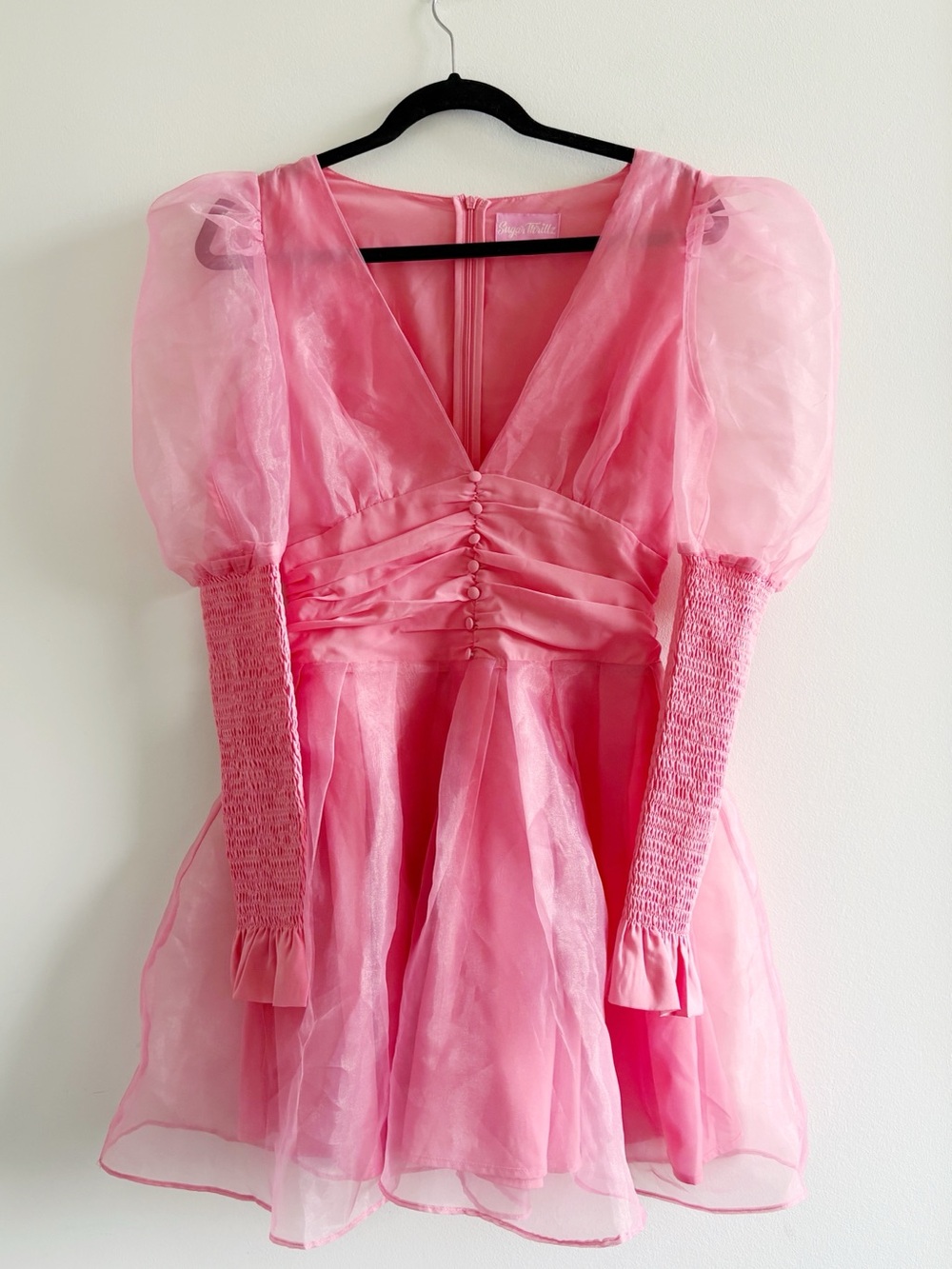 NWOT Sugar Thrillz Talk About Forever organza mini dress Sz S